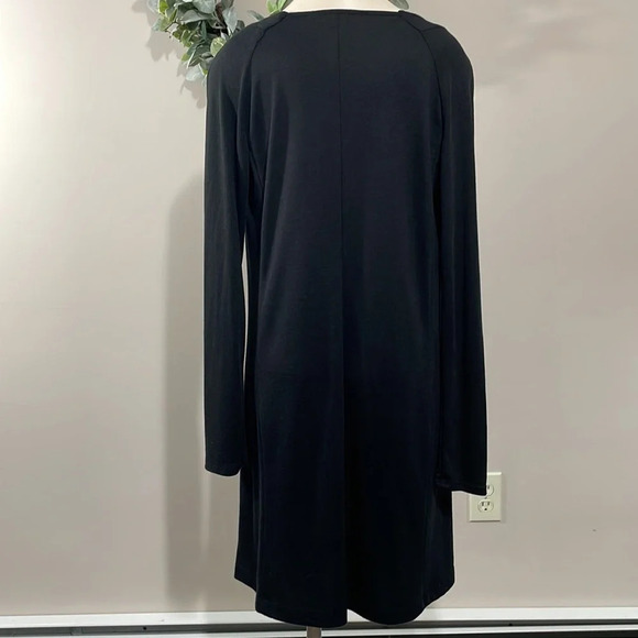 Simply Vera Vera Wang Long Sleeve Black Dress Floral Front M - Picture 5 of 14